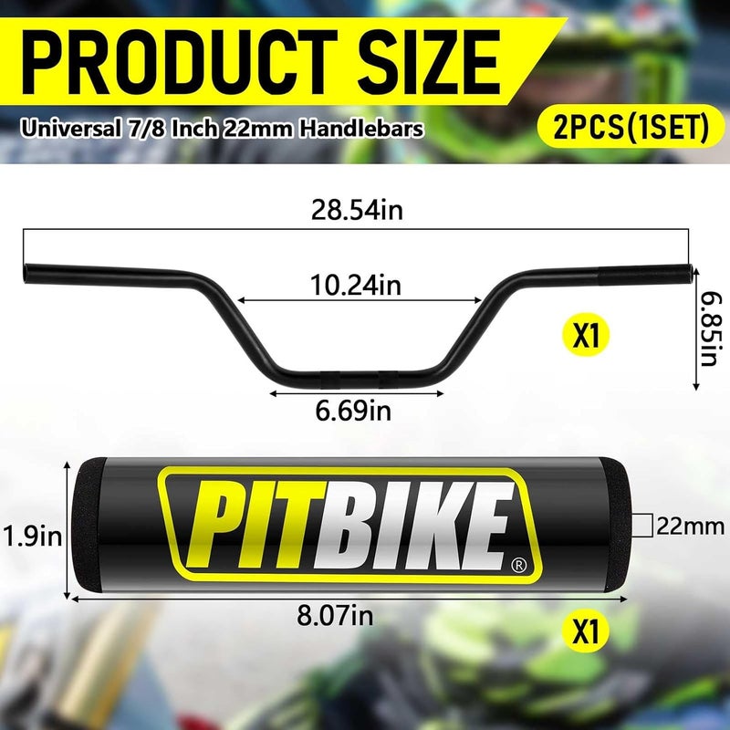 Datanly 1 Pcs 7/8" 22mm Dirt Bike Handlebars with Foam Pad Atv Motorcycle Handlebars for Motocross Atv Dirt Bike Ebike - Image 2